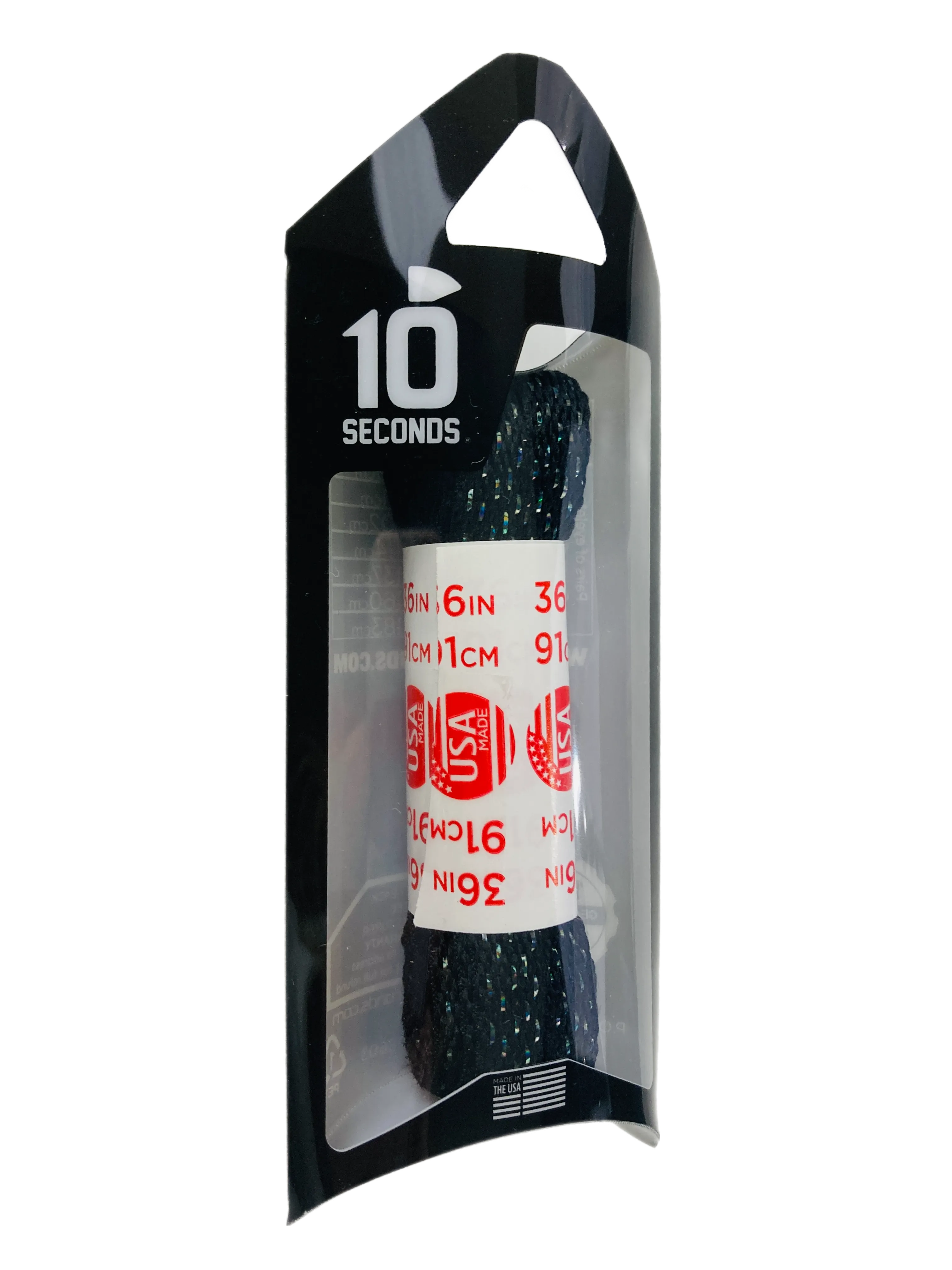 10 Seconds ® Athletic Flat Laces | Black Sparkle