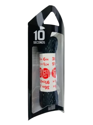 10 Seconds ® Athletic Flat Laces | Black Sparkle