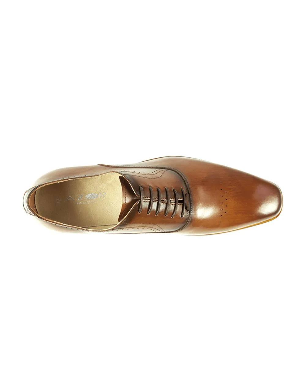 AZOR Mens Semi - Square Pompei Oxford Lace Up Shoes Tan UK 7 to UK 12