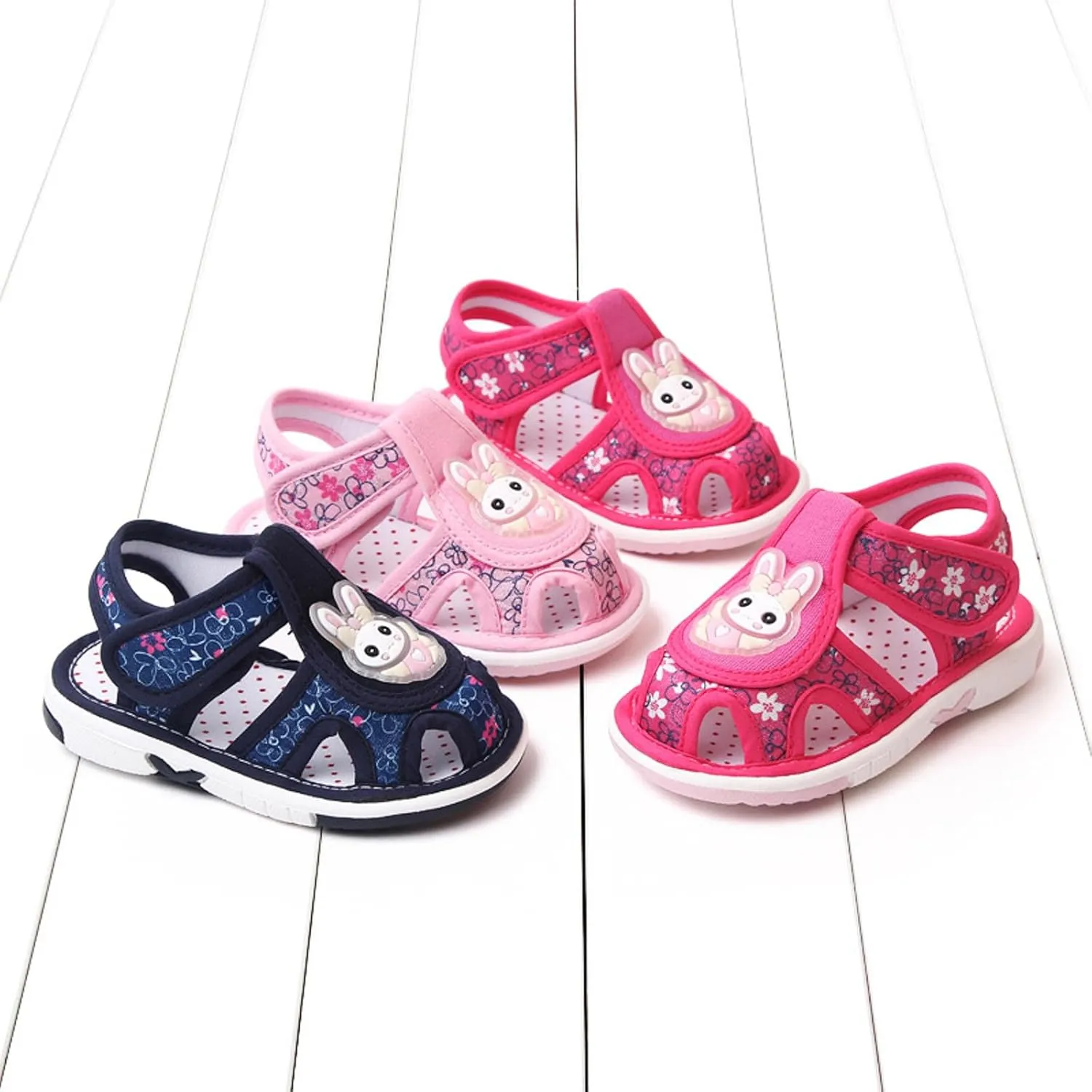 Baby Boy Girl Cartoon Bunny First Walking Sandals Closed Toe Lightweight Non Slip Summer Sneakers Outdoor Footwear