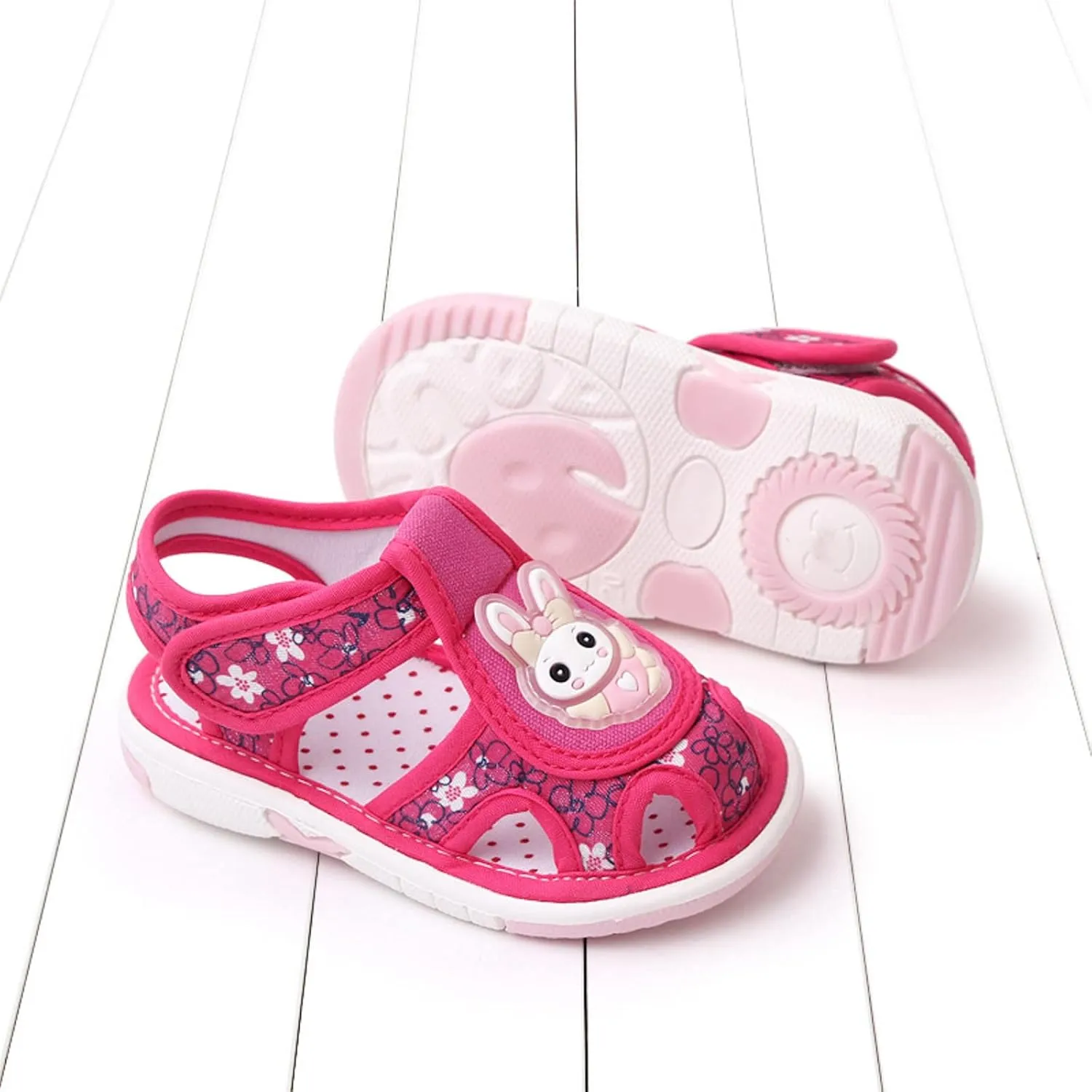 Baby Boy Girl Cartoon Bunny First Walking Sandals Closed Toe Lightweight Non Slip Summer Sneakers Outdoor Footwear