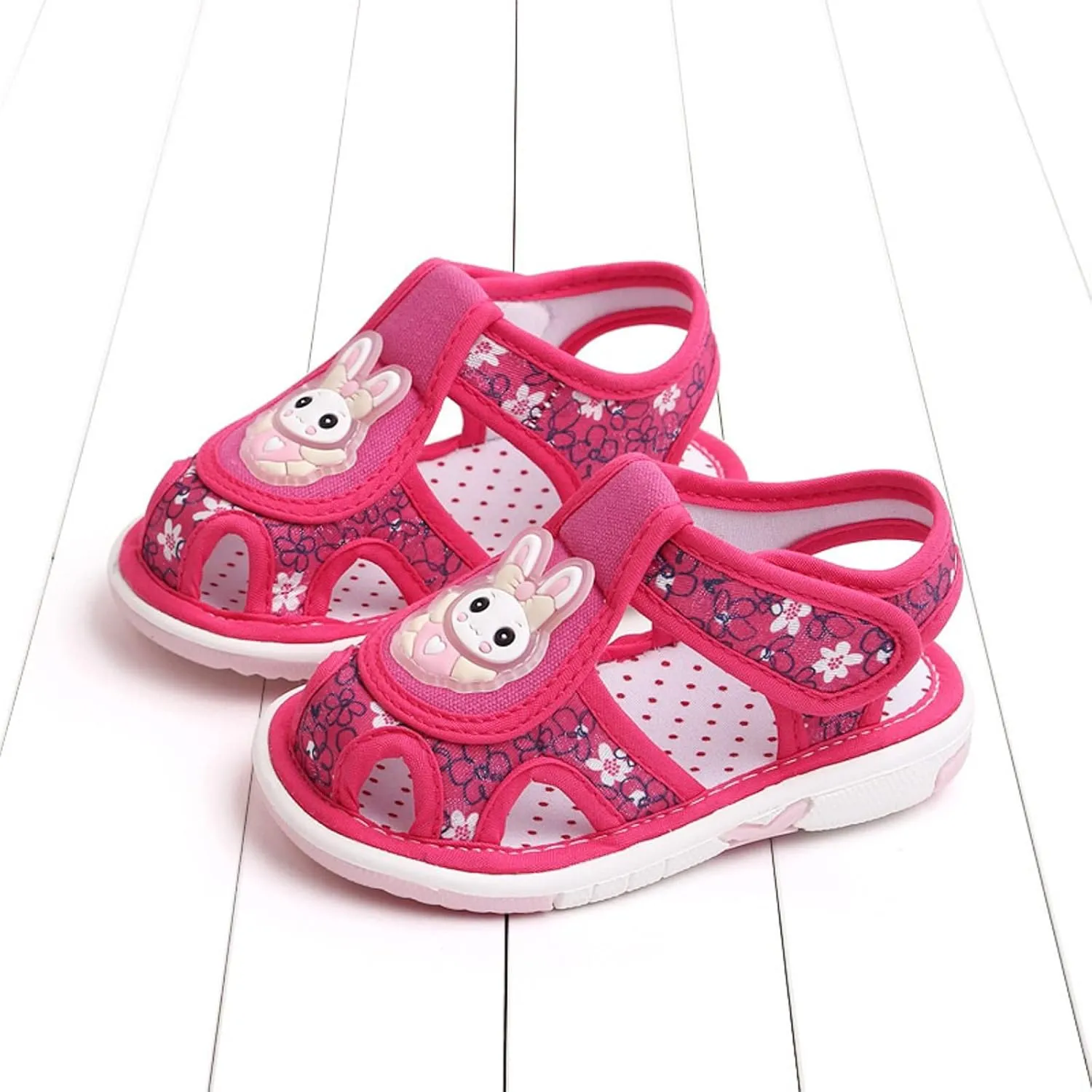 Baby Boy Girl Cartoon Bunny First Walking Sandals Closed Toe Lightweight Non Slip Summer Sneakers Outdoor Footwear