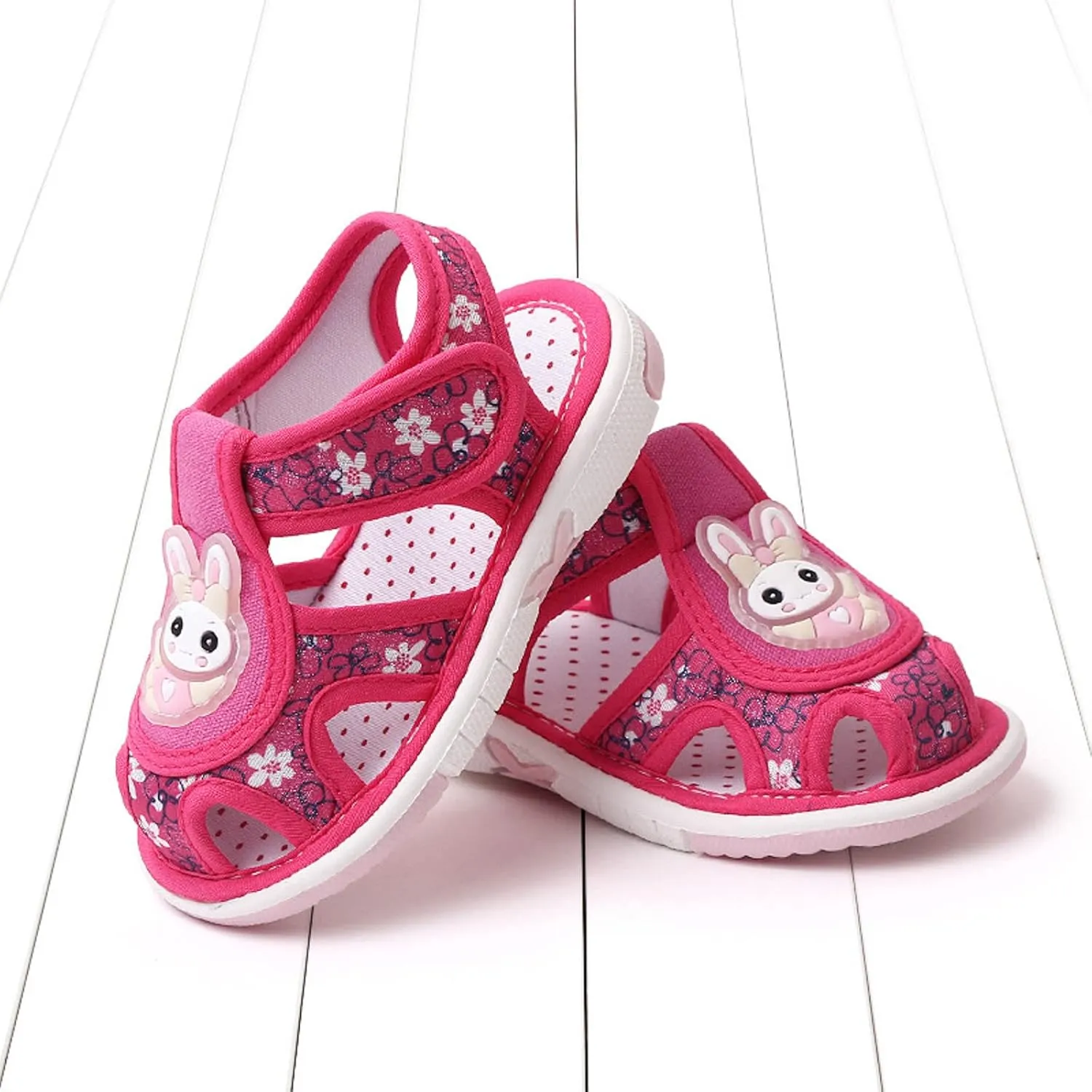 Baby Boy Girl Cartoon Bunny First Walking Sandals Closed Toe Lightweight Non Slip Summer Sneakers Outdoor Footwear