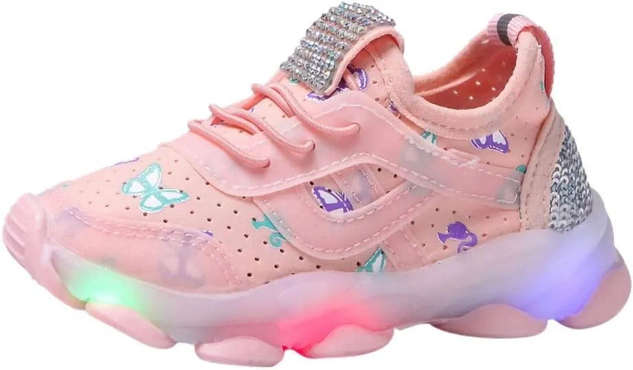 Baby Boys Girls Light Up Flash Breathable Sports Sneakers Toddler Infant Unisex Platform Chunky Outdoor Athletic Shoes