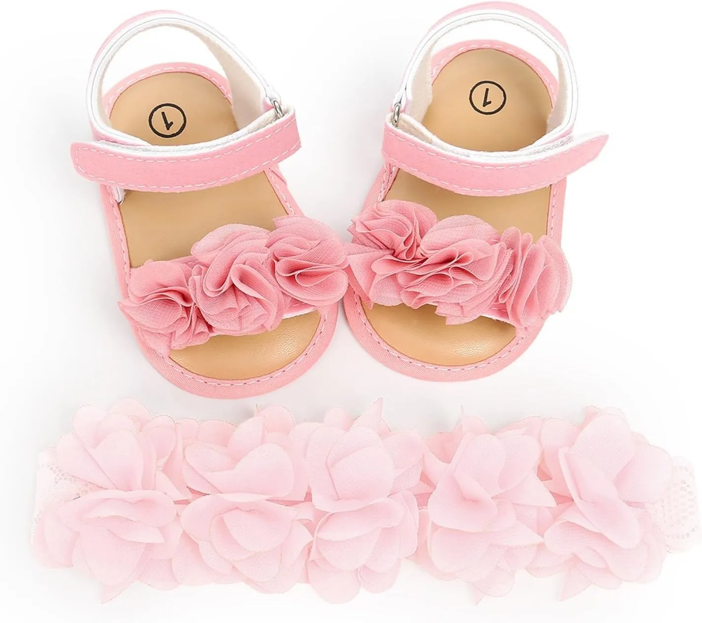 Baby Girls Bohemia Ruffle Sandals with Headband Soft Sole Open Toe Mary Jane Flats Toddler Girls Dress Sandals