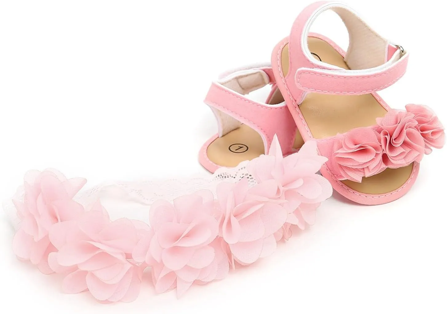 Baby Girls Bohemia Ruffle Sandals with Headband Soft Sole Open Toe Mary Jane Flats Toddler Girls Dress Sandals