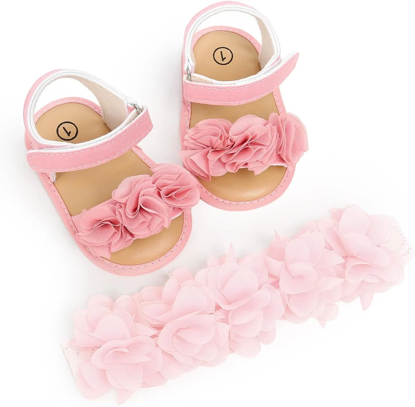 Baby Girls Bohemia Ruffle Sandals with Headband Soft Sole Open Toe Mary Jane Flats Toddler Girls Dress Sandals