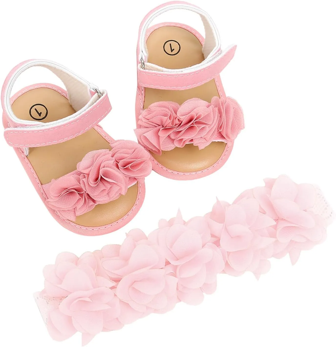 Baby Girls Bohemia Ruffle Sandals with Headband Soft Sole Open Toe Mary Jane Flats Toddler Girls Dress Sandals
