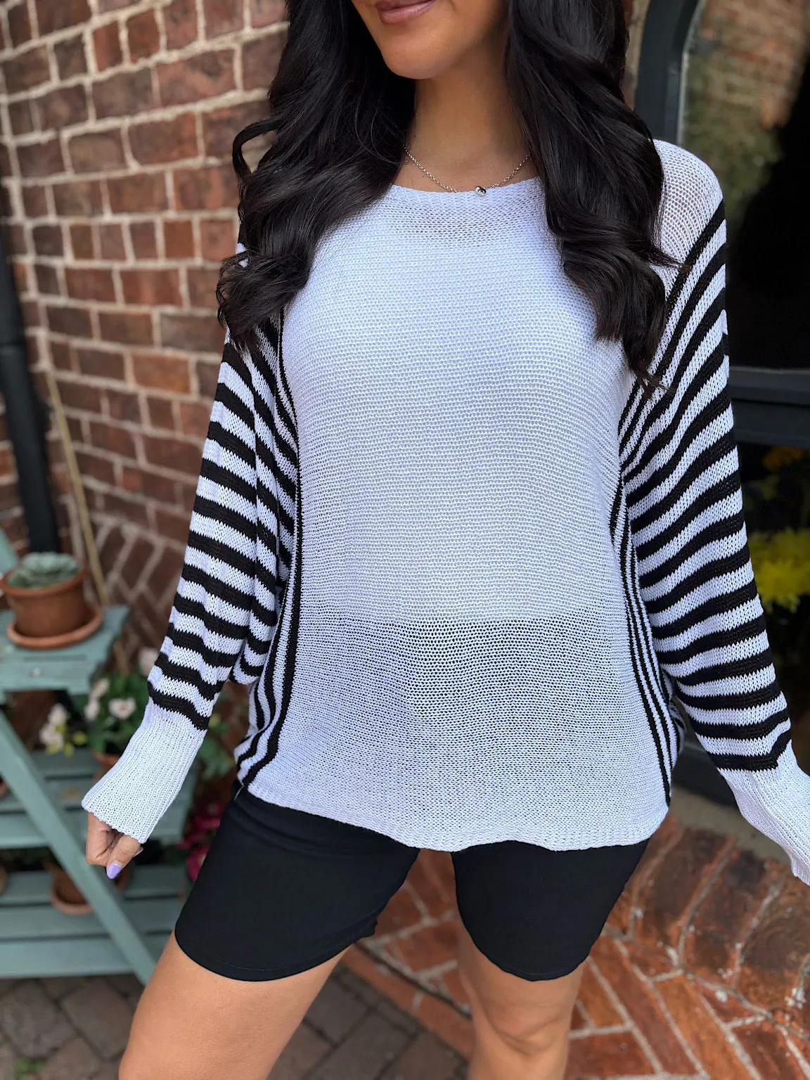 Black Striped Side Panel Sweater Jo