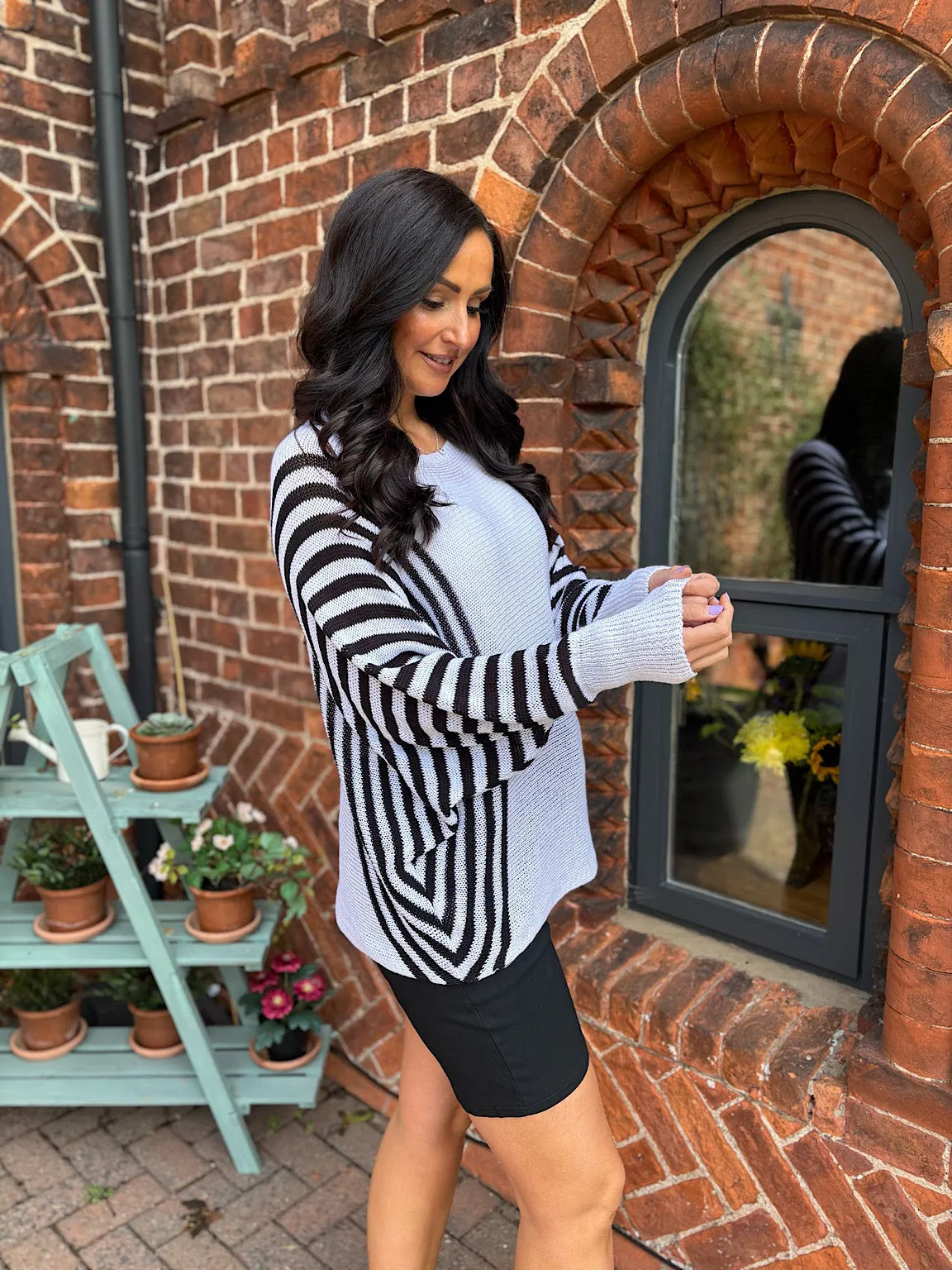 Black Striped Side Panel Sweater Jo