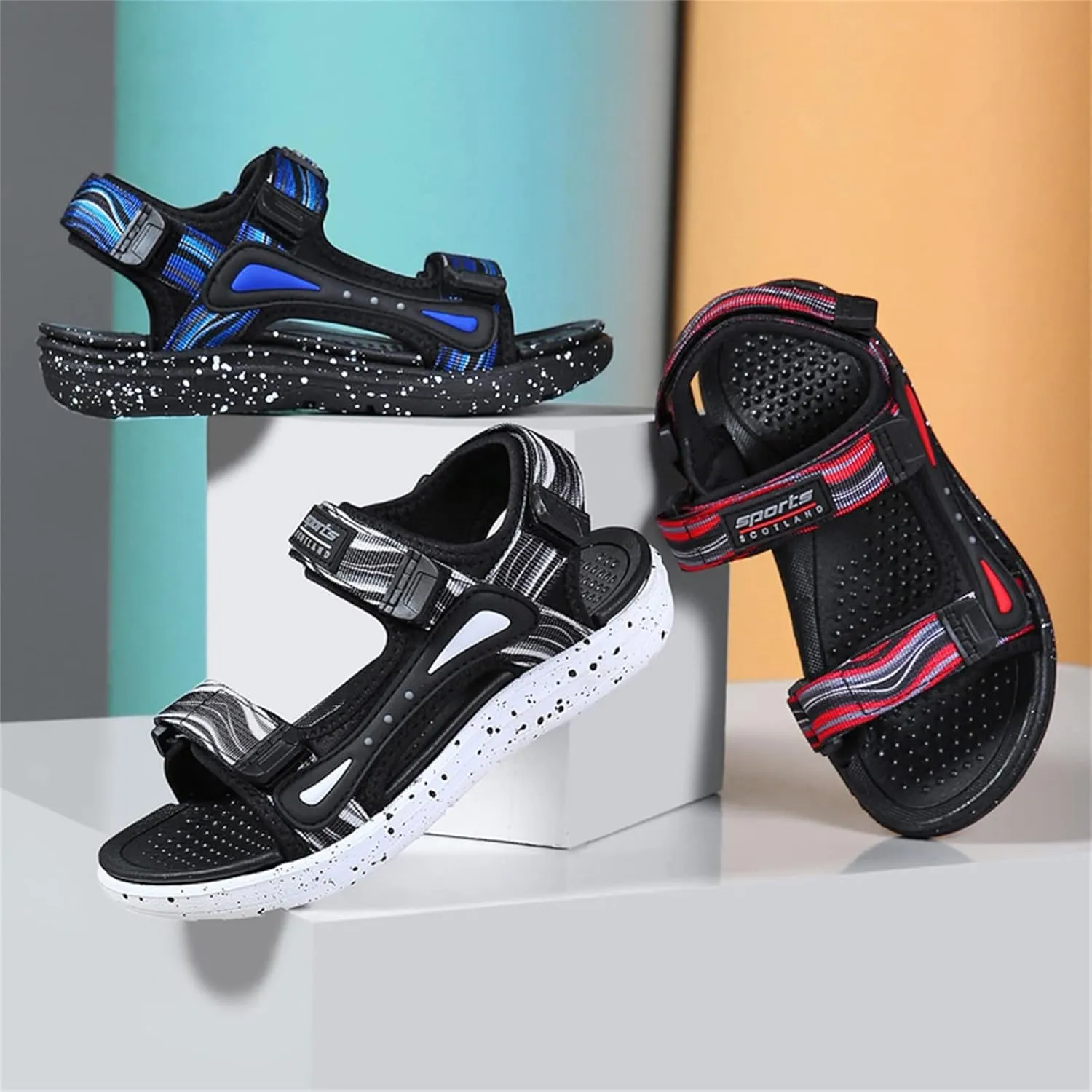 Boys Sports Sandals Kids Outdoor Hiking Beach Open Toe Lightweight Breathable Non Slip On Sandals for Toddler