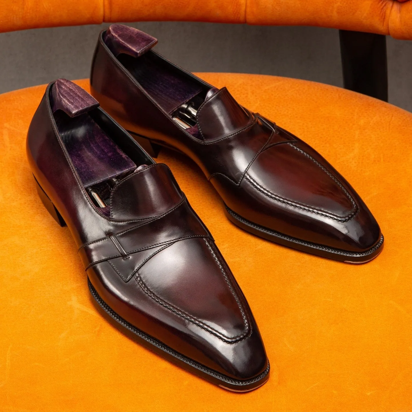Brown Leather Ibiza Slip On Crossed Component Loafers - AW24