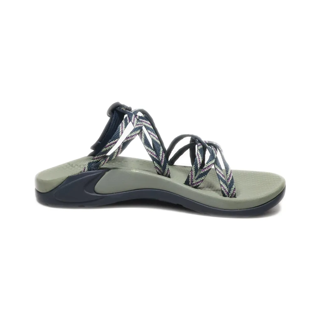Chaco Flat Sandals Canvas Blue Colour For Women