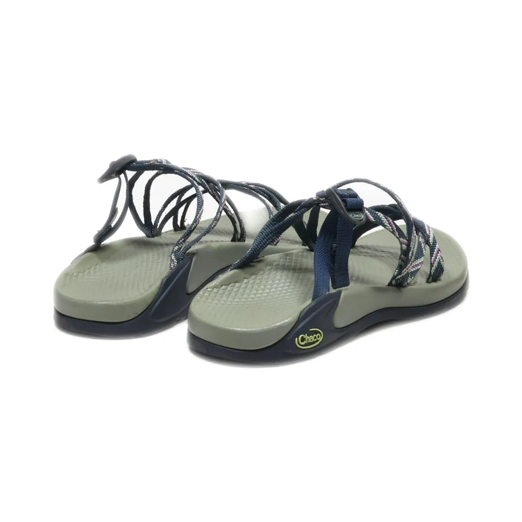 Chaco Flat Sandals Canvas Blue Colour For Women
