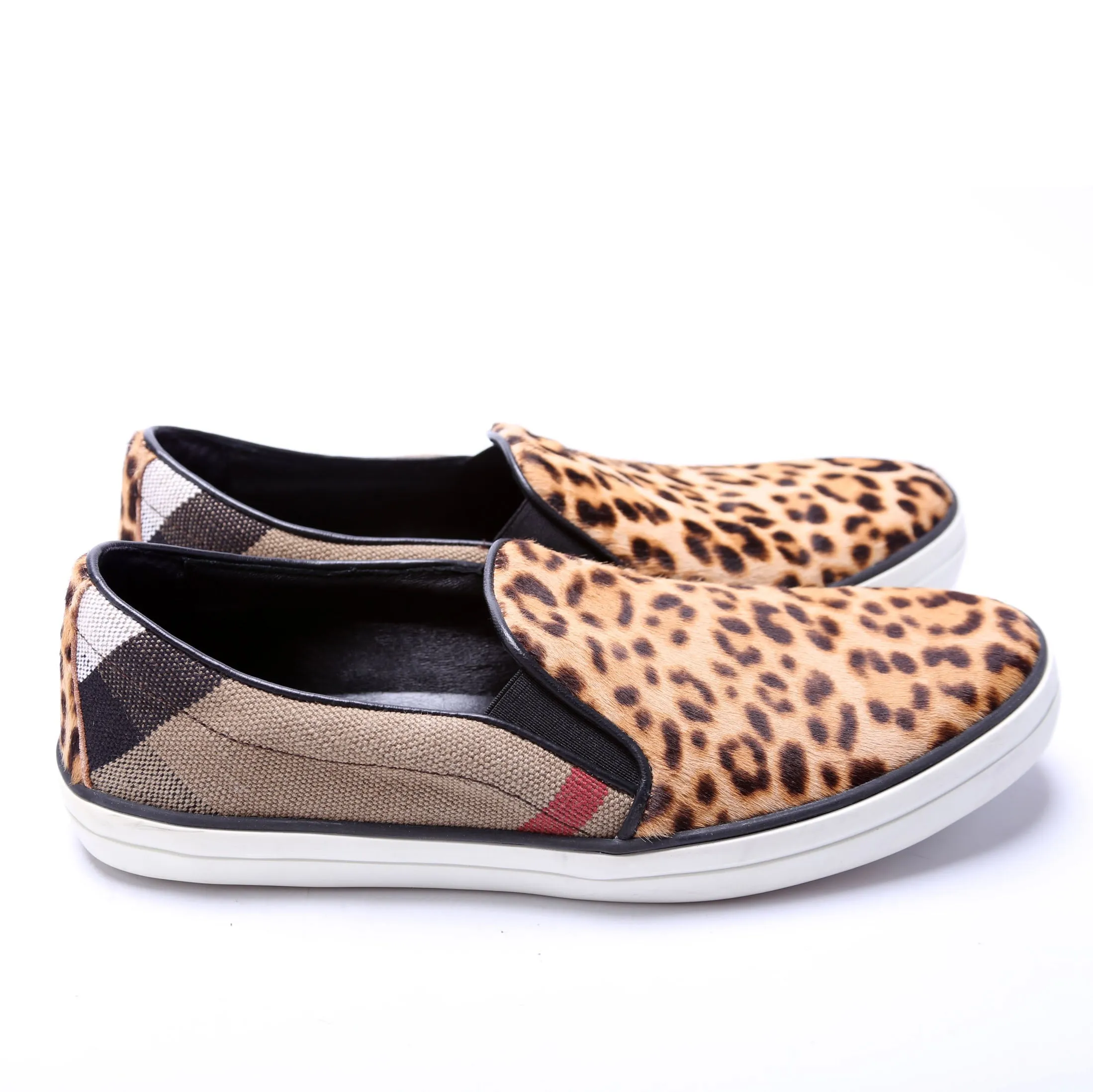 Check Pony Hair Slip On Sneakers Size 40