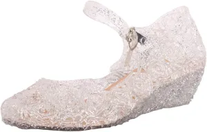 Chunky Jelly Sandals Kids Girls Dress Up Mary Jane lats Party Dance Single Shoes with Strap Princess Sandals