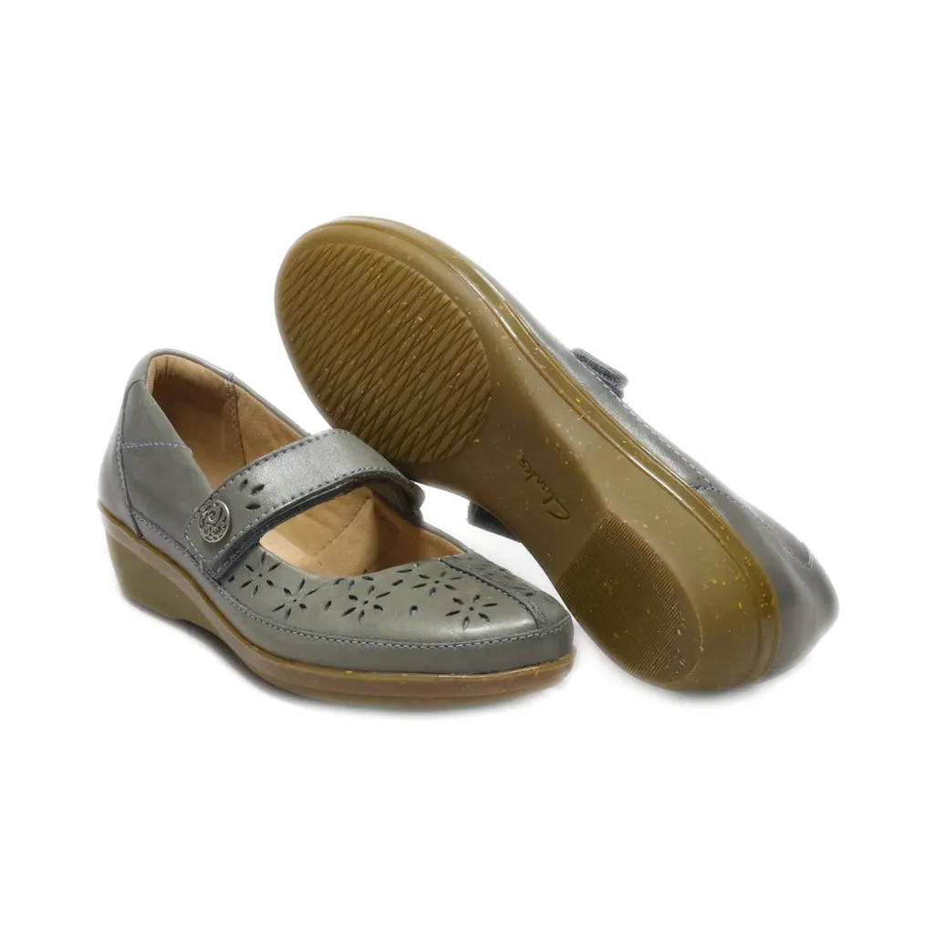 Clarks Ballerinas Leather Grey Colour For Women