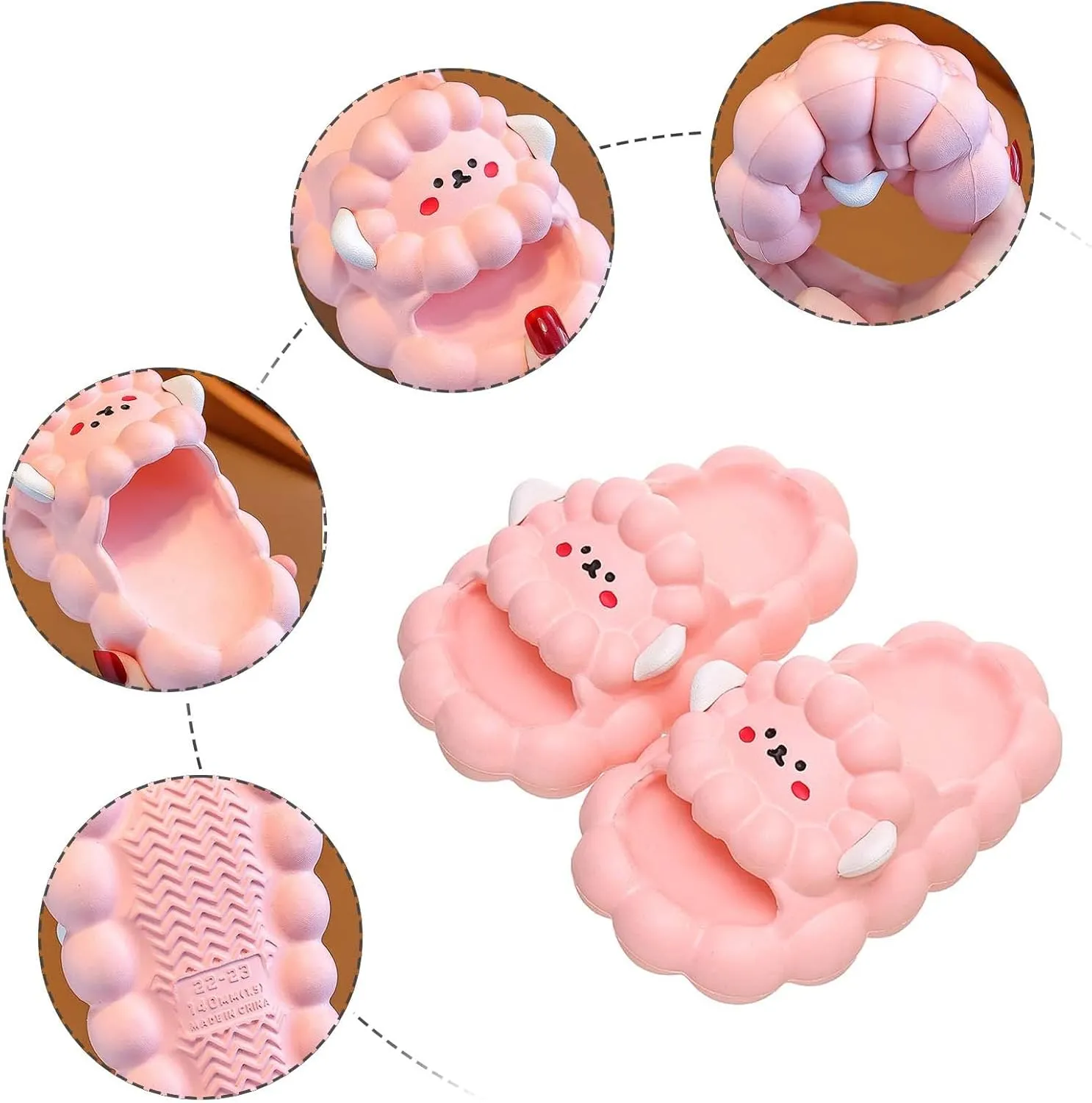 Cute Slide Sandals Kawaii Slippers Non-Slip Bathroom Spa Shower Sandals Comfort Lightweight Summer Water Shoes