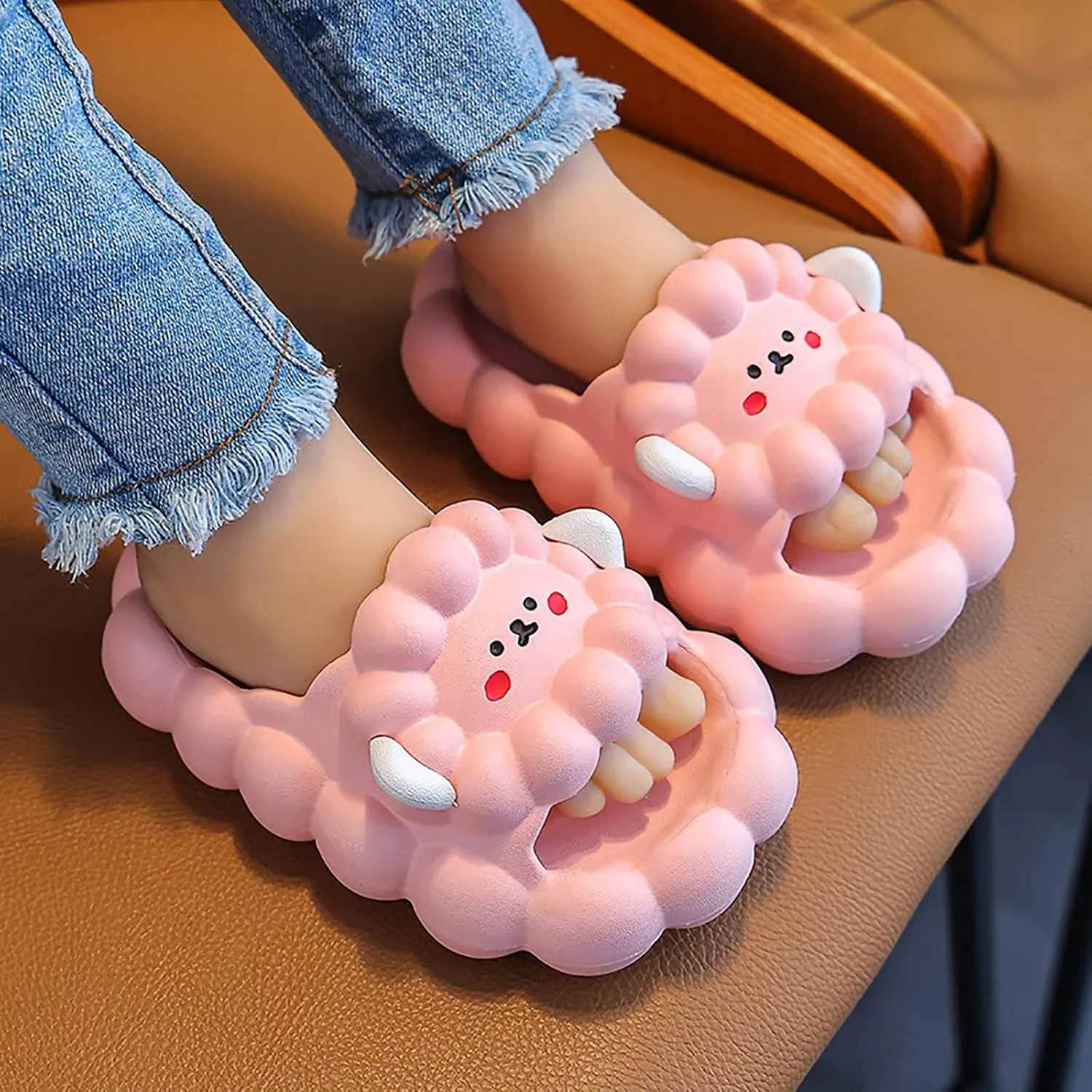 Cute Slide Sandals Kawaii Slippers Non-Slip Bathroom Spa Shower Sandals Comfort Lightweight Summer Water Shoes