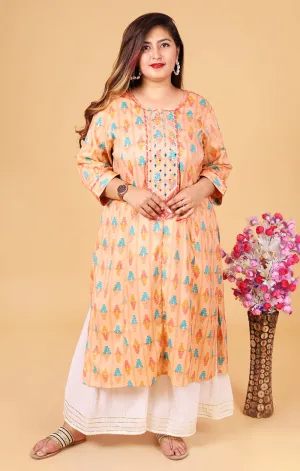 Designer Peach Color Indian Ethnic Kurti For Casual Wear (K680)