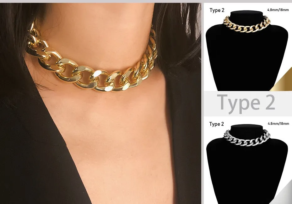 Exaggerated Heavy Metal Big Thick Chain Choker Necklaces