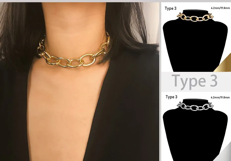 Exaggerated Heavy Metal Big Thick Chain Choker Necklaces