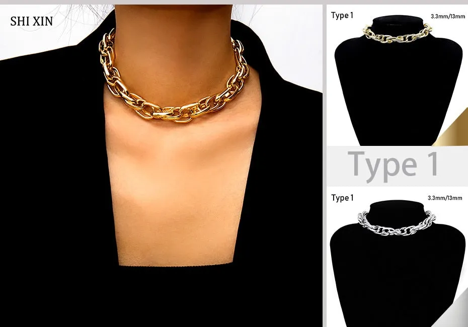 Exaggerated Heavy Metal Big Thick Chain Choker Necklaces