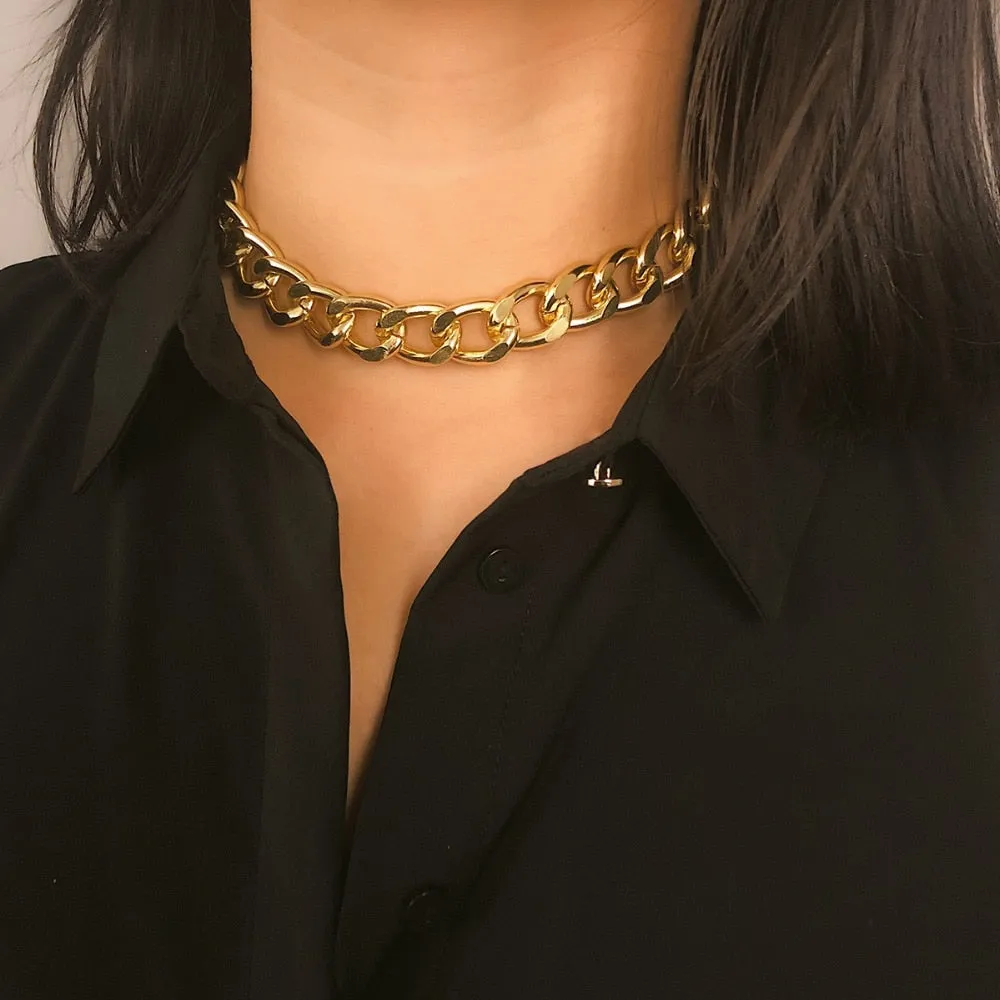 Exaggerated Heavy Metal Big Thick Chain Choker Necklaces