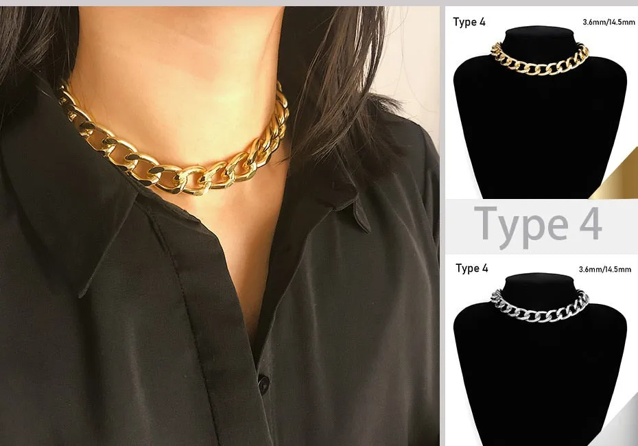 Exaggerated Heavy Metal Big Thick Chain Choker Necklaces