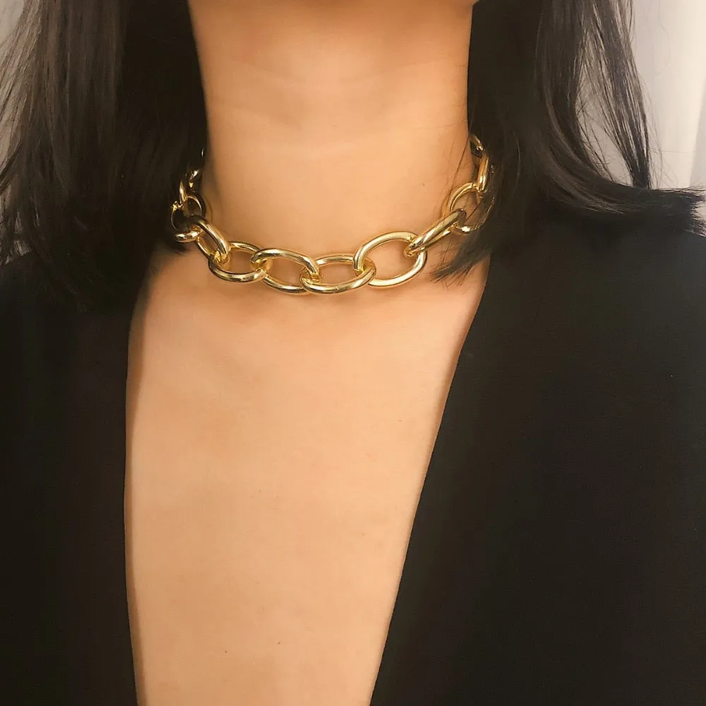Exaggerated Heavy Metal Big Thick Chain Choker Necklaces