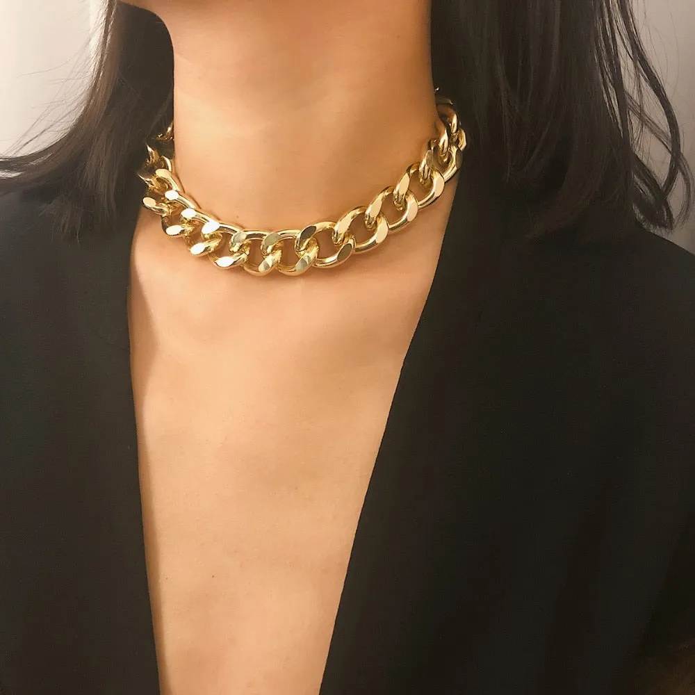 Exaggerated Heavy Metal Big Thick Chain Choker Necklaces