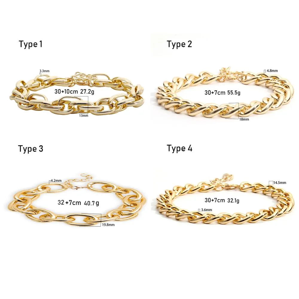 Exaggerated Heavy Metal Big Thick Chain Choker Necklaces