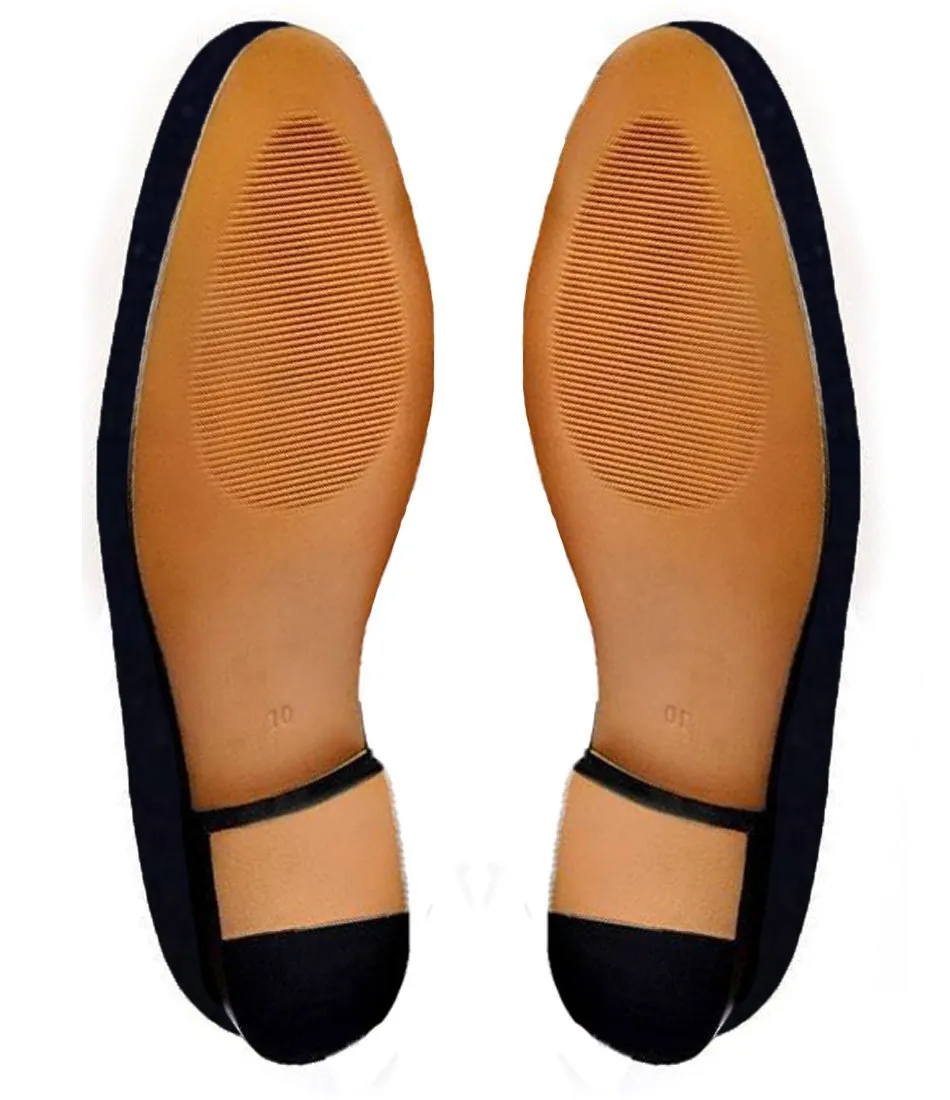 Flat Feet Shoes - Blue Velvet Beer Embroidered Loafers with Arch Support