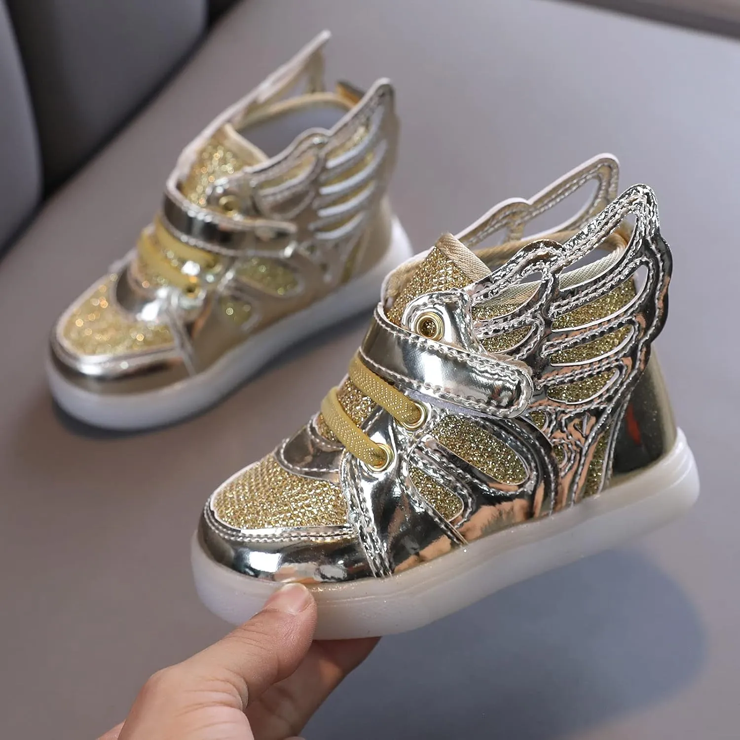 Flat Noon Slip Light up Sneakers for Toddler Baby Boys Girls Infant First Walking Sport Shoes Lightweight Strap Shoes