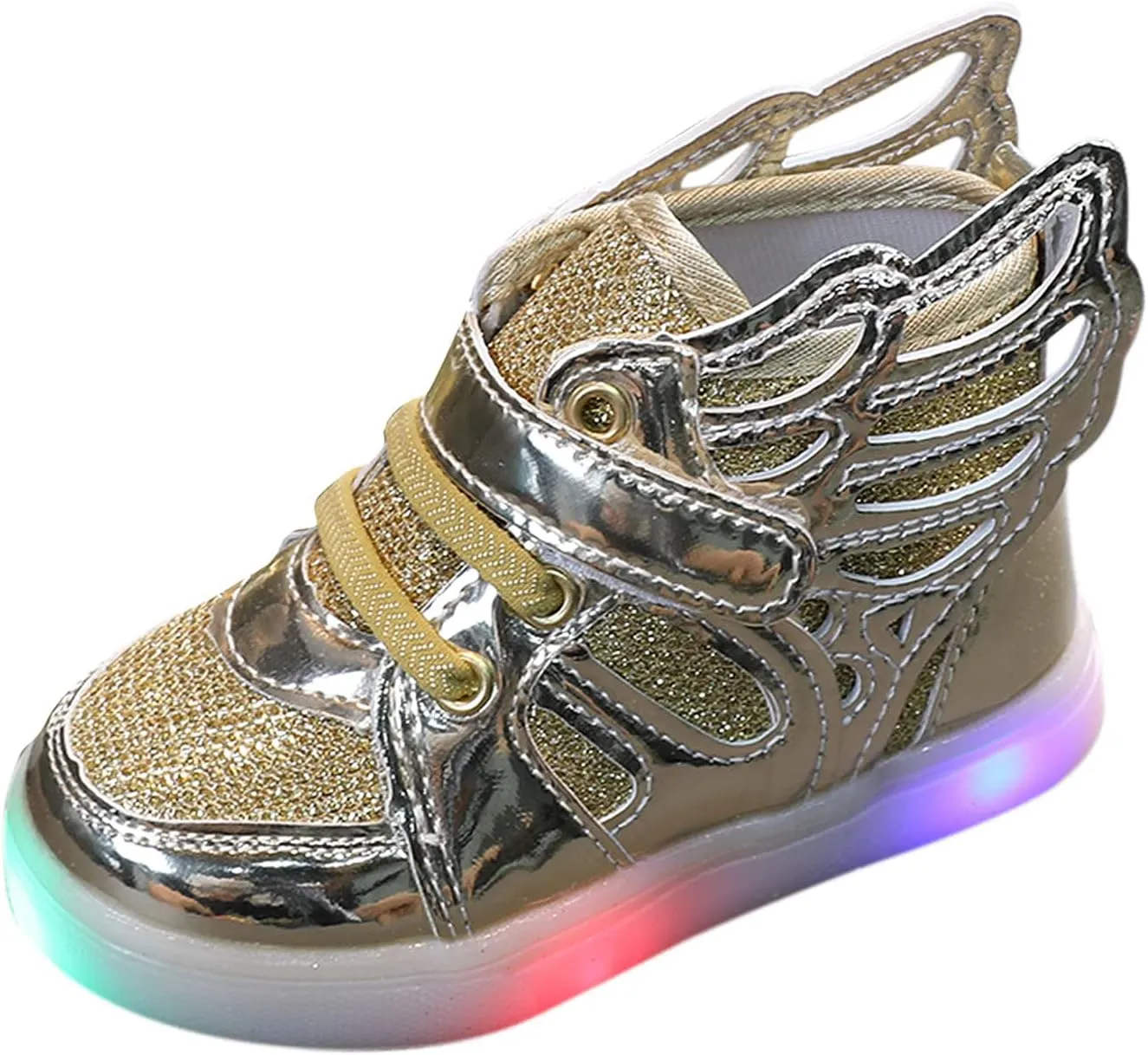 Flat Noon Slip Light up Sneakers for Toddler Baby Boys Girls Infant First Walking Sport Shoes Lightweight Strap Shoes