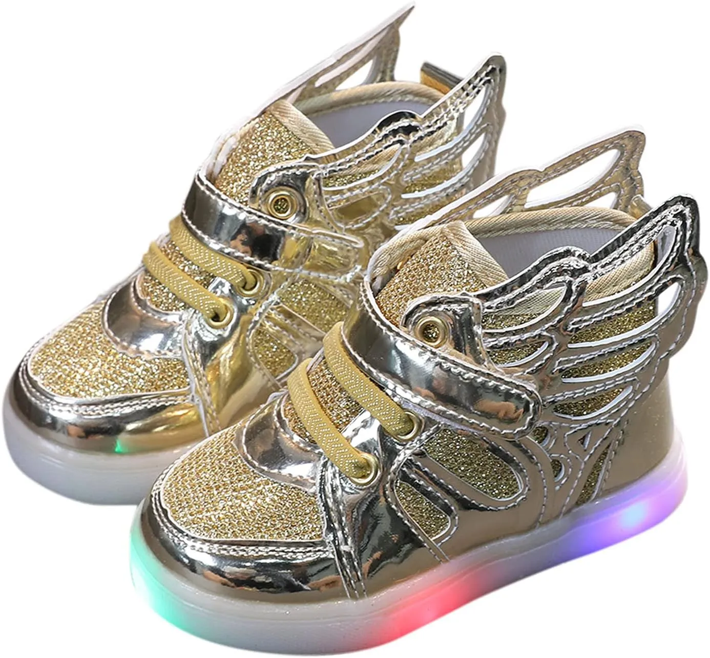 Flat Noon Slip Light up Sneakers for Toddler Baby Boys Girls Infant First Walking Sport Shoes Lightweight Strap Shoes
