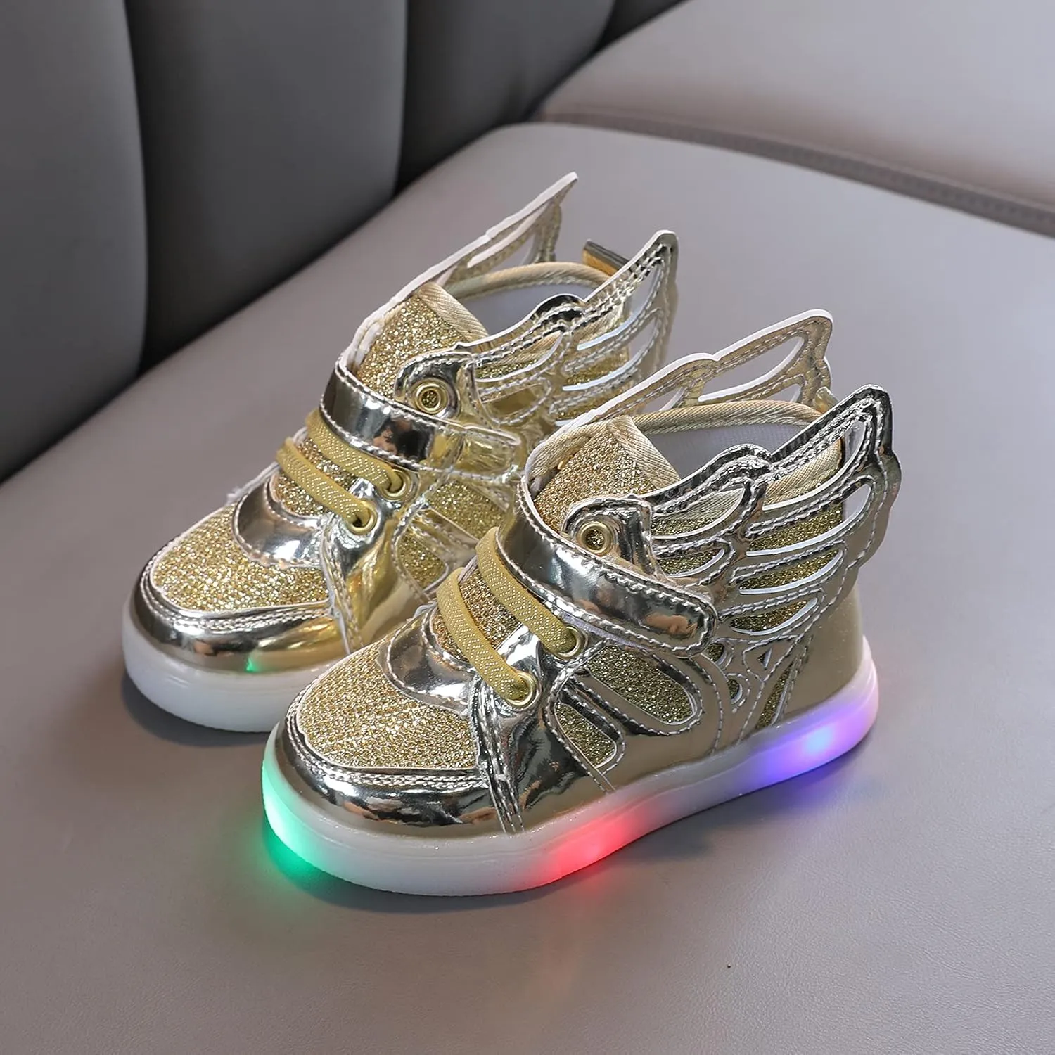 Flat Noon Slip Light up Sneakers for Toddler Baby Boys Girls Infant First Walking Sport Shoes Lightweight Strap Shoes
