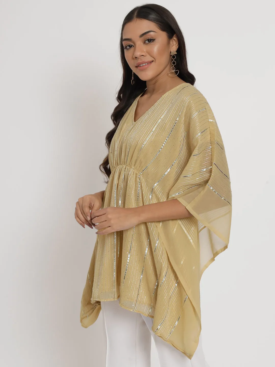 Georgette Gota Embroidered Kaftan Kurti