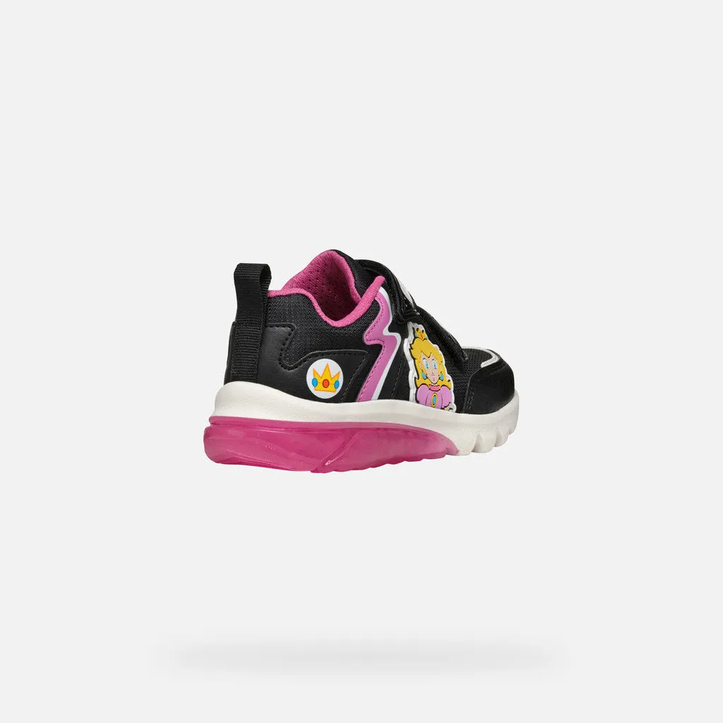 Geox Kids Super Mario Light Up Trainers - Black / Fuchsia
