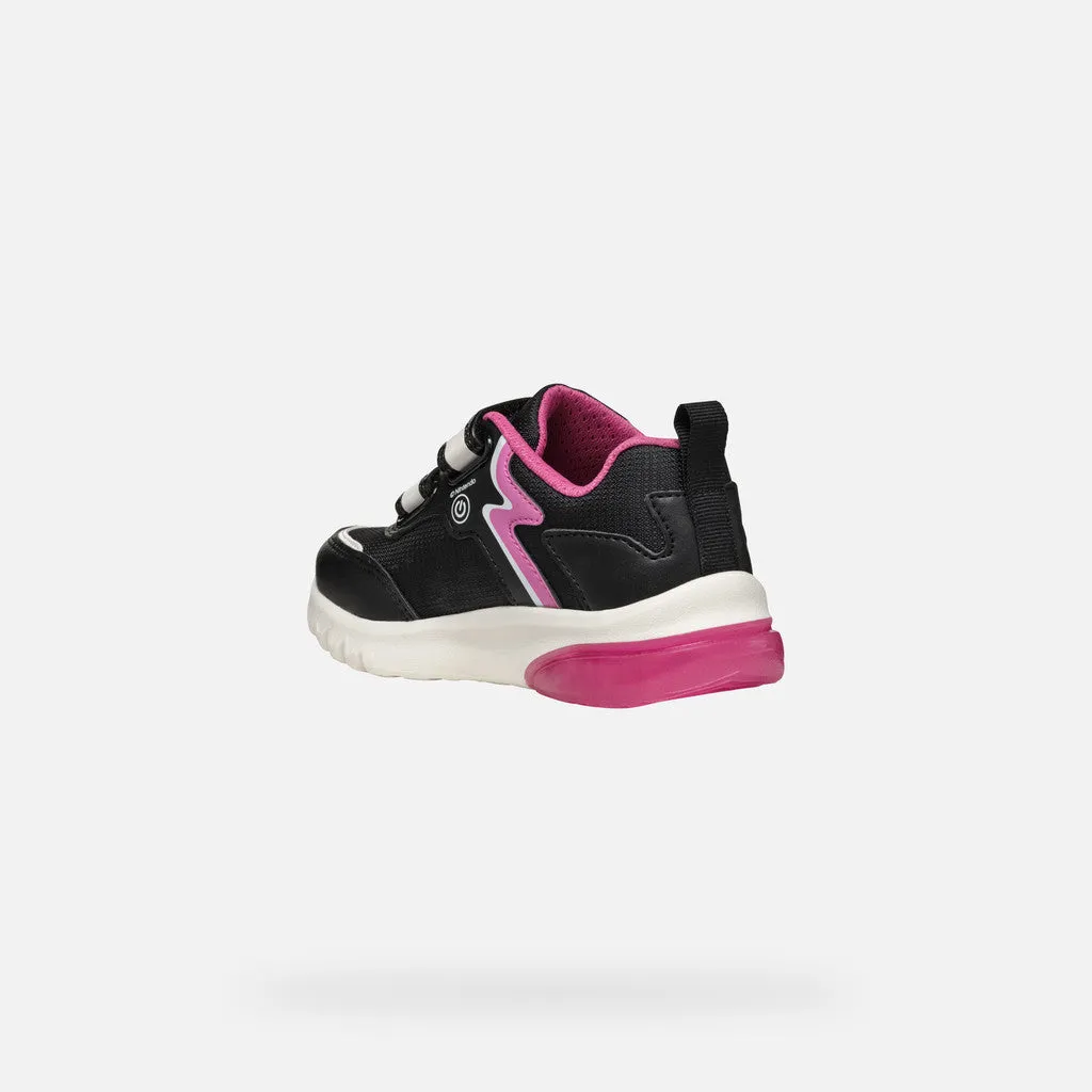 Geox Kids Super Mario Light Up Trainers - Black / Fuchsia