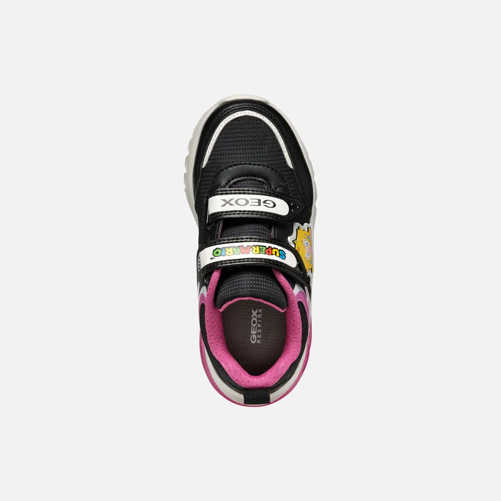 Geox Kids Super Mario Light Up Trainers - Black / Fuchsia