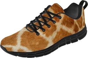 Giraffe Shoes for Women Men 3D Print Mesh Non-Slip Yellow Animal Giraffe Skin Pattern Sneakers Running Shoes Gifts for Girls Boys,Black,Men Size 11,Women Size 13