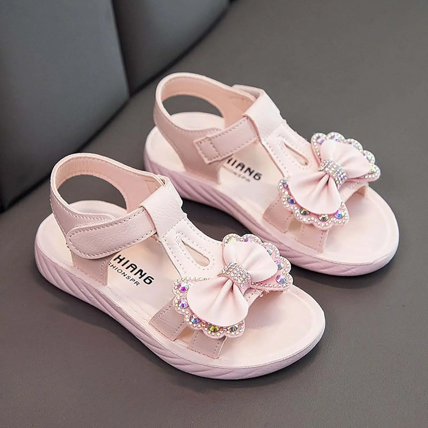 Girls Bow Outdoor Beach Sport Sandals Summer Princess Open Toe Dress Shoes Kids T-Strap Flats Casual Water Shoes