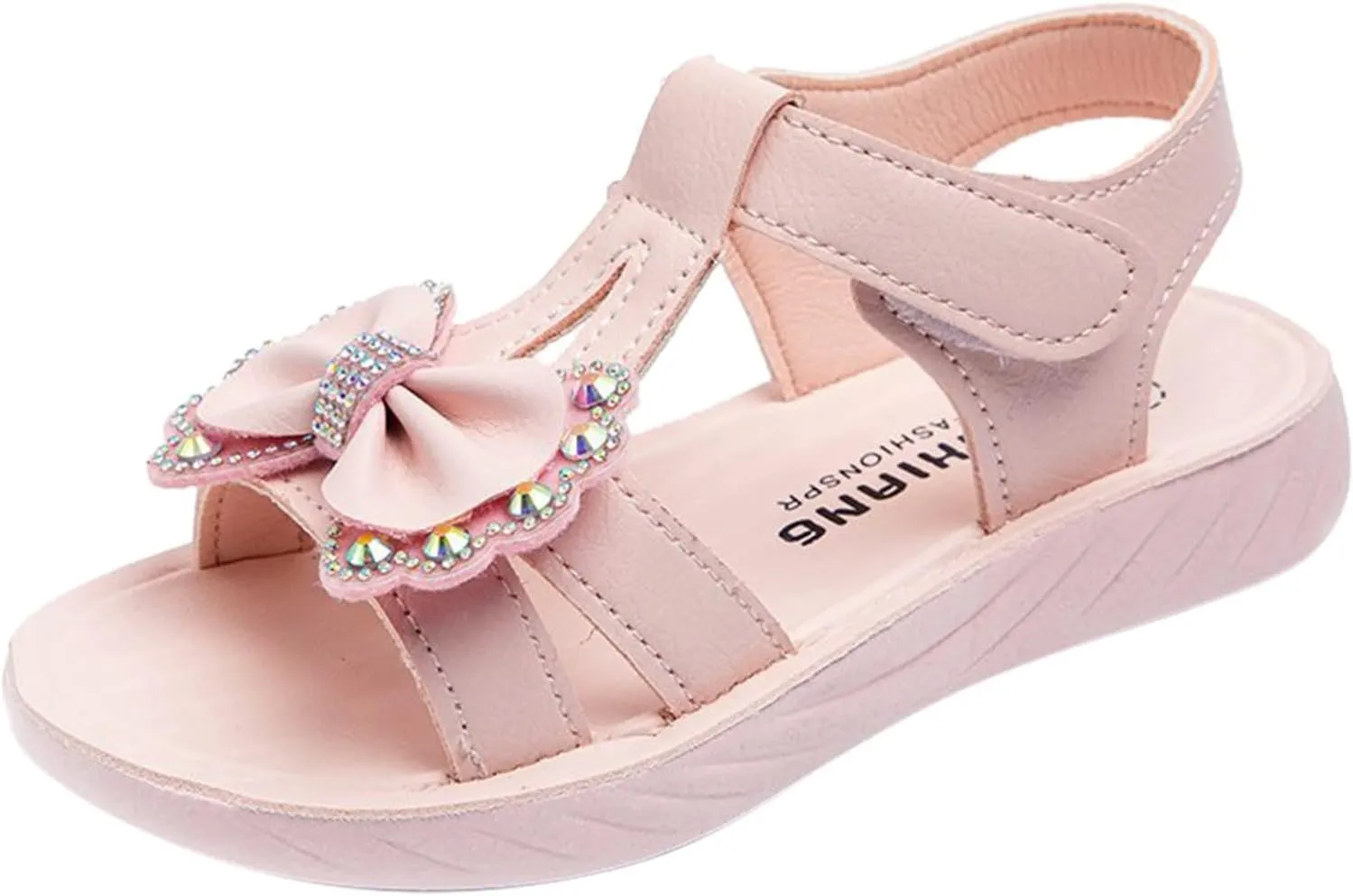 Girls Bow Outdoor Beach Sport Sandals Summer Princess Open Toe Dress Shoes Kids T-Strap Flats Casual Water Shoes