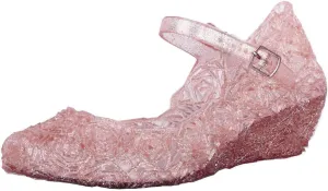 Girls Chunky Heels Jelly Sandals Dress Up Mary Jane Birthday Party Evening Dance Single Shoes for Kids Toddler