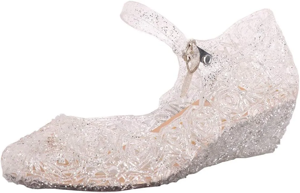 Girls Chunky Heels Jelly Sandals Dress Up Mary Jane Birthday Party Evening Dance Single Shoes for Kids Toddler