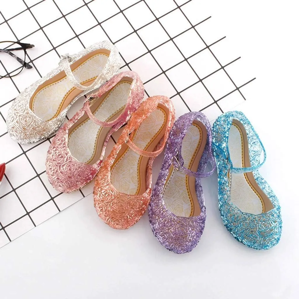 Girls Chunky Heels Jelly Sandals Dress Up Mary Jane Birthday Party Evening Dance Single Shoes for Kids Toddler