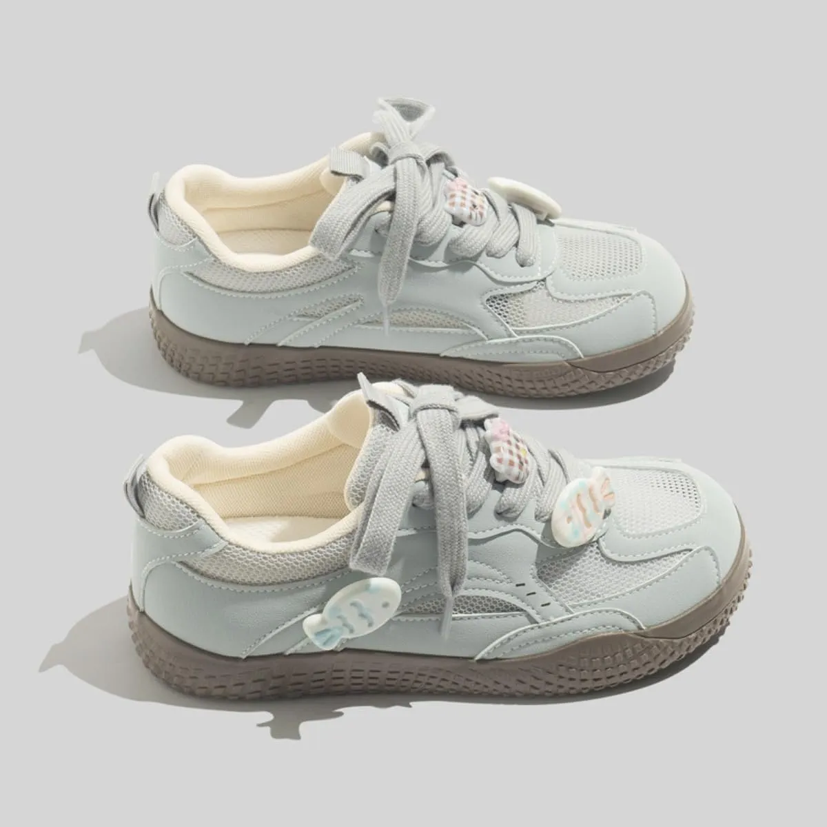 Girls Chunky Sneaker with Cat Fishy Cute Charms - Lightweight Running Non-Slipe Casual Training Shoes
