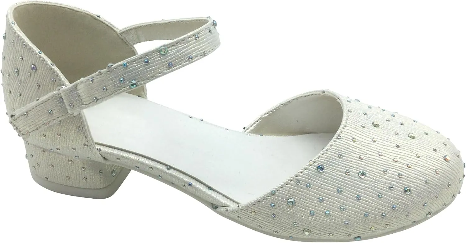 Girls Mary Jane Shoes for Party and Wedding with Sparkly Detail for Little Big Kids TR334