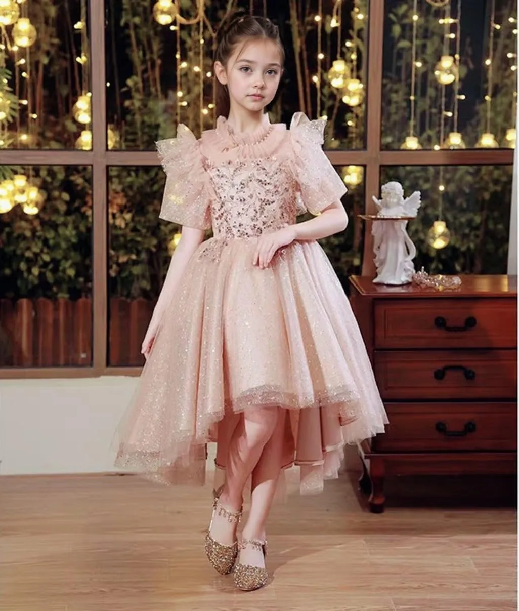 Girls Sandals Princess Low Heels Dress Shoes Sequins Flower Wedding Party Dance Pump Shoe for Toddler Little Kid